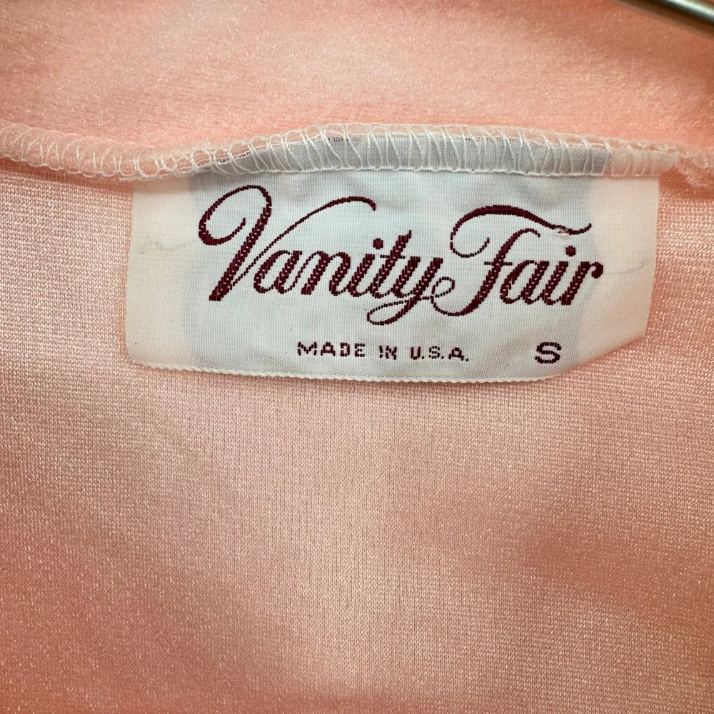 Vintage 80s Pajama Cardigan Vanity Fair Pink Polyester Loungewear Made in USA
